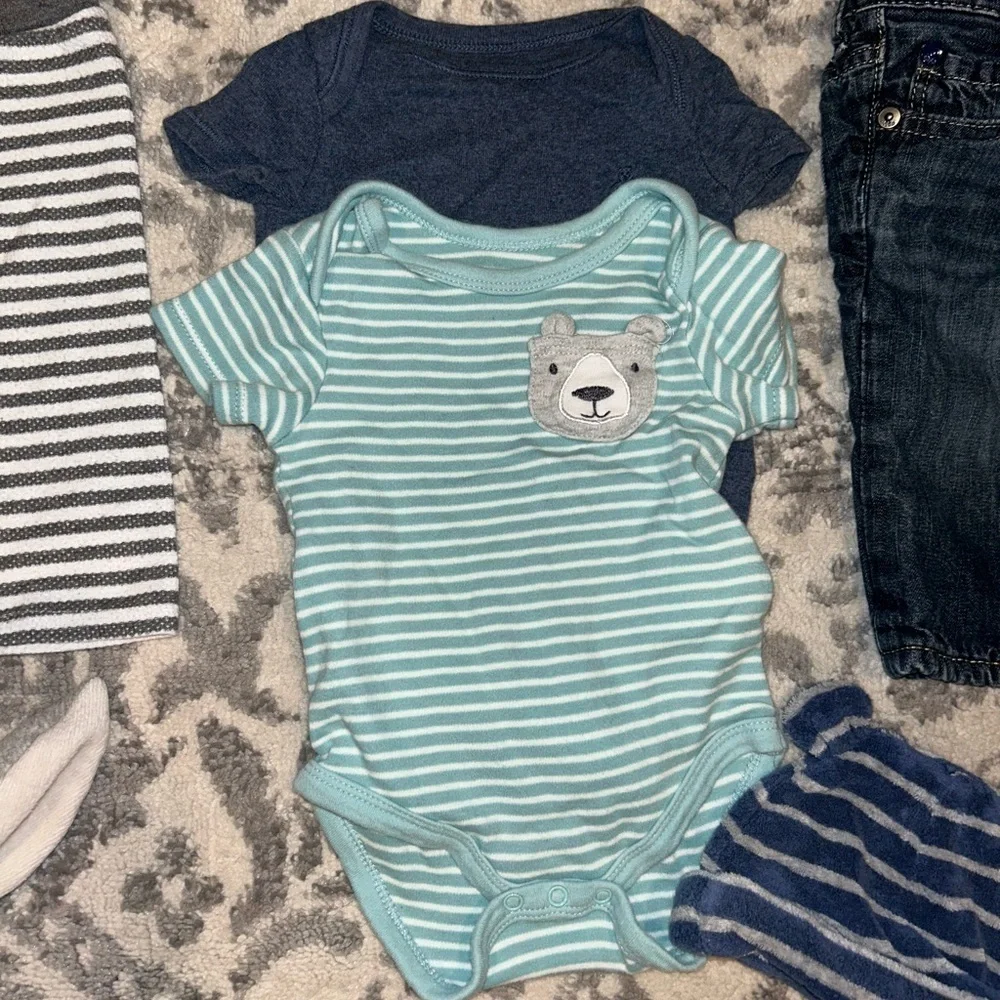 12 Piece Baby Boy Size 3-6M Mixed Bundle & Converse All-Star Crib Shoes (Size 3)